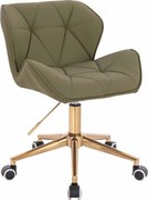 HR111K Scaun Khaki Piele Ecologica Premium Soft cu Bază Aurie