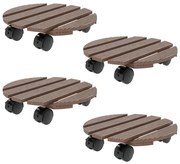 Outsunny Lot de 4 suporturi rotunde Ø30 cm pentru plante - suport pentru ghivece cu roți, interior și exterior | Aosom Romania
