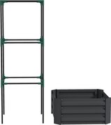 Outsunny Pat înălţat cu spalier cutie de plantare cu suport, fund deschis, rezistent la intemperii, 61 cm x 61 cm x 140 cm, Gri închis | Aosom Romania