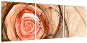 Tablou - Abstract trandafir roz cu fundal alb (cu ceas) (90x30 cm)