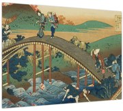 Tablou pe sticlă - Katsushika Hokusai, Ariwara no Narihirafrom the series One Hundred, Poems Explained by the Nurse (Hyakunin isshu uba ga etoki), rep (70x50 cm)