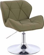 HR111N Scaun Khaki Piele Ecologica Premium Soft cu Bază Cromata