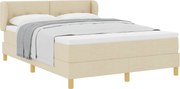 vidaXL Pat cu arcuri cu saltea cu headboard Crem 140 x 190 cm țesătură