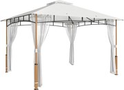 Outsunny Foișor 3 x 3.6 m, Acoperiș Dublu UPF50+ cu Plasă, Crem | Aosom Romania