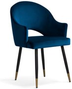 Scaun tapitat cu catifea-picioare metalice Goda Navy Blue BL86/Black/Gold-l54xA58xH87cm
