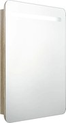 vidaXL Dulap de baie cu oglindă și LED, stejar, 60x11x80 cm