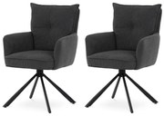 Set de scaune de sufragerie cu mecanism deîntoarcere HC-X1128 GREY2, manșestru, 2 buc.