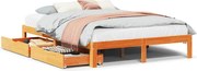 vidaXL Cadru pat cu sertare maro ceruit, 140x200 cm, lemn masiv de pin