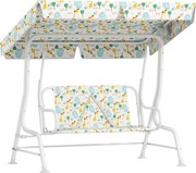 AIYAPLAY Leagăn pentru Copii cu Copertină Reglabilă și Centură de Siguranță, 120x112x75 cm, Alb | Aosom Romania
