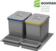 Cos gunoi incorporabil in sertar, Praktico Antracit 600 Ecomax, colectare selectiva, 2 x 15 l Plastic, 600 mm, L:510 mm; A:475 mm; H:300 mm,