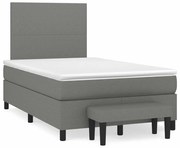 vidaXL Pat box spring cu saltea, gri închis, 120x190 cm, textil