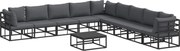 vidaXL Set de canapele pentru grădină cu pernă 10 pcs Negru Aluminiu