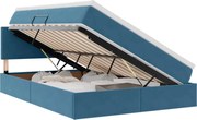 vidaXL Pat cu storage cu saltea Albastru închis 140 x 190 cm Catifea