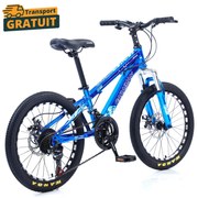 Bicicleta Caraiman, roti 20 sau 24 inch, cadru otel, frane pe disc, albastra