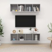 vidaXL Dulapuri TV montate pe perete, 2 buc, gri beton, lemn prelucrat