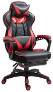 Vinsetto Fotoliu gaming Ergonomic, Fotoliu de birou confortabil cu Suport pentru picioare, Suport pentru cap și pernă lombară, Înălțime reglabilă, negru și roșu | Aosom Romania