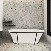 Cada freestanding Inter Ceramic acril alb-gri 163x72 cm cu cadru negru