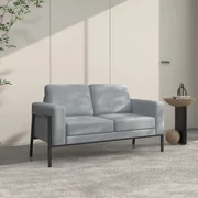 HOMCOM Canapea Modernă cu 2 Locuri pentru Camera de Zi, Design Compact, Picioare din Oțel, Perne Captusite, Gri | Aosom Romania