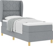 vidaXL Pat cu arcuri cu saltea Gri deschis 200 x 80 cm țesătură