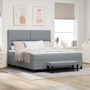 vidaXL Pat cu arcuri cu saltea Gri deschis 180 x 200 cm țesătură