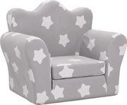 vidaXL Canapea extensibilă de copii, gri deschis cu stele, pluș moale