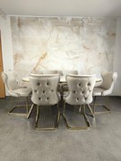 SET STELLA CREM CU AURIU MASA+6 SCAUNE, BLAT ALB