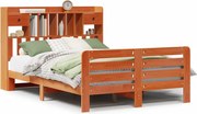 vidaXL Pat cu bibliotecă fără saltea maro 160x200 cm lemn masiv de pin