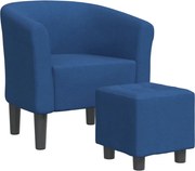 vidaXL Fotoliu tip cuvă cu taburet, albastru, material textil