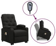 vidaXL Fotoliu de masaj cu ridicare, negru, material textil