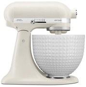 Mixer planetar KitchenAid Artisan Monochrome White 5KSM156CXEPL, 300W, 4.7L, Acționare directa, 10 viteze, Cap inclinat, Bol ceramic, Crem