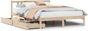 vidaXL Cadru de pat fără saltea, 135x190 cm, lemn masiv de pin