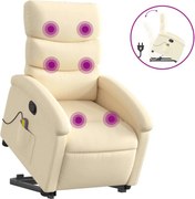 vidaXL Fotoliu masaj rabatabil cu ridicare, crem, material textil