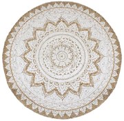 vidaXL Covor din iută împletită cu imprimeu, 180 cm, rotund