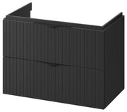 Dulap baie cu riflaje 3D negru mat suspendat 80 cm pentru lavoar, MDF, Cersanit Tirso 800x450 mm, Negru mat