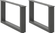 vidaXL Picioare pentru măsuță de cafea în formă de U, 2 buc., antracit, 60x(30-31) cm, oțel