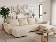 Coltar extensibil in forma de U LIVARO, crem, 305x140 cm