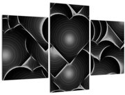 Tablou cu inimile alb - negre (90x60 cm)