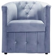 Fotoliu scoica cu nasturi Ozy, 60x75x80 cm, catifea, gri, pal