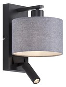 Aplică modernă neagră cu formă rotundă gri și lampă de citit - Puglia