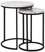 Set 2 masute de cafea rotunde din marmura si metal Lexington 57x45x45 cm albe