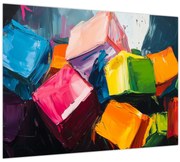 Tablou pe sticlă - Cuburi colorate (70x50 cm)
