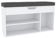 Bancă cu suport pentru pantofi Fuddy, alb, 103,7 x32 x 51 cm