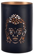 InDecor Sfeșnic metalic Buddha negru, 12 x 12 x 18cm