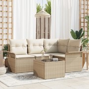 vidaXL Set de canapele pentru grădină cu pernă 5 pcs Bej Rattan poli