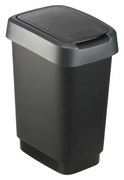 Coș de gunoi din plastic reciclat, argintiu-negru 10 l Twist - Rotho