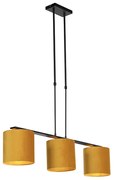 Lampă suspendată cu abajururi din catifea galben cu auriu 20cm - Combi 3 Deluxe