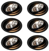Set 6 becuri Spot modern încastrat negru reglabil - Chuck 111