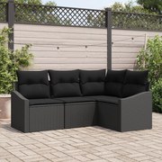 vidaXL Set de canapele pentru grădină 4 pcs Negru Rattan poli