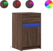 vidaXL Noptieră cu lumini LED, stejar maro, lemn prelucrat