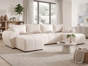 Coltar extensibil in forma de U SEVIO, crem, 311x145 cm + 2 perne GRATUIT